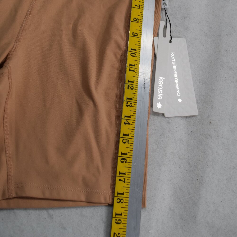kensie Women's Stretch Legging Shorts Size M Color Peach/Cream NWT #0282 - Picture 5 of 9
